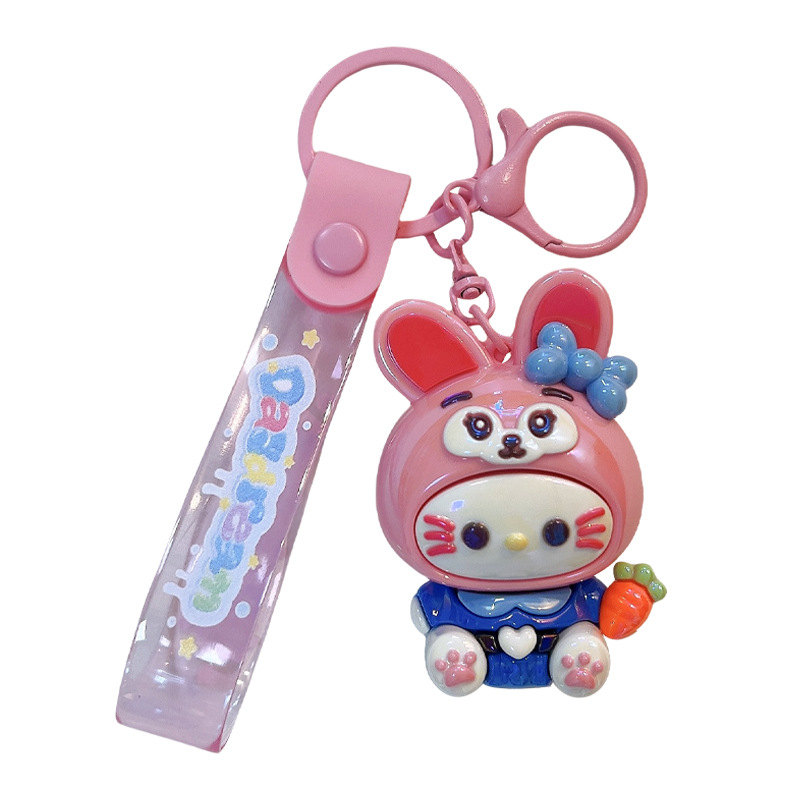 Goma suave variedad conejito llavero lindo muñeca mochila colgante llavero de coche máquina de muñecas pequeño regalo