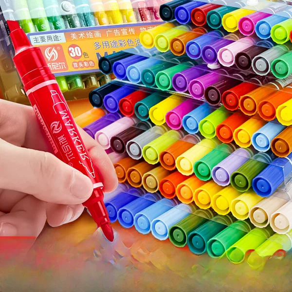 Snier Marker Double-Ended Oil-Based Marker 24 Colorfuls 30 Colorfuls Kidsren's Colorful Painting Pen Pop Marker Pen