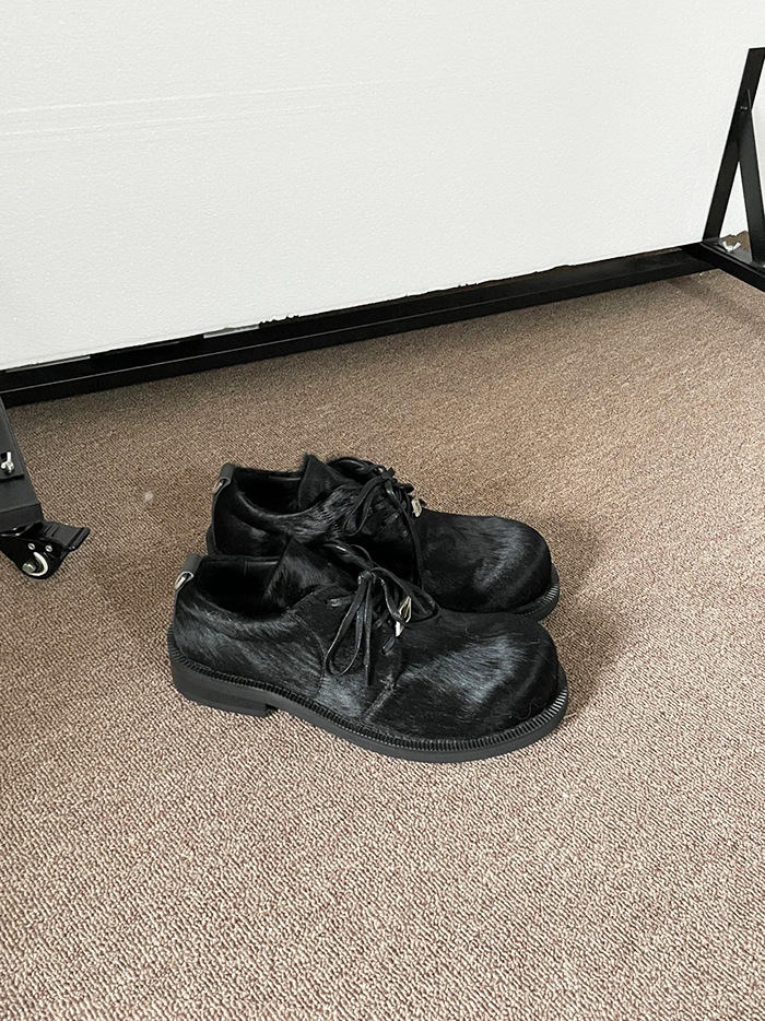 Scarpe derby in pelle di crine di cavallo da uomo e da donna, con suola spessa, casual Lefu, con punta grande_voghion.com