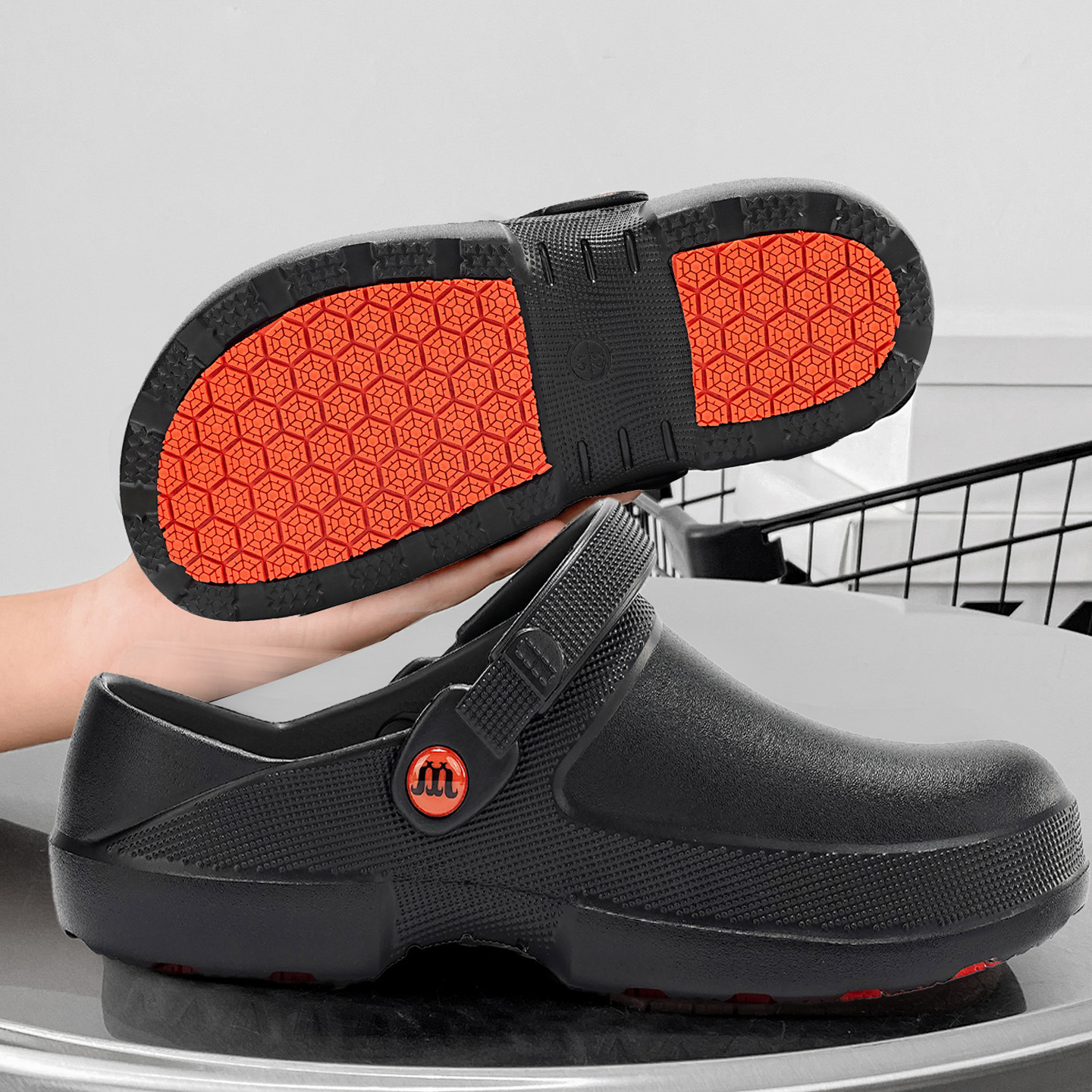 Chef shoes, men's non-slip, waterproof, and oil-resistant kitchen shoes, durable and designed for easy slip-on wear, suitable for use in back kitchens, food factories, and as work safety shoes