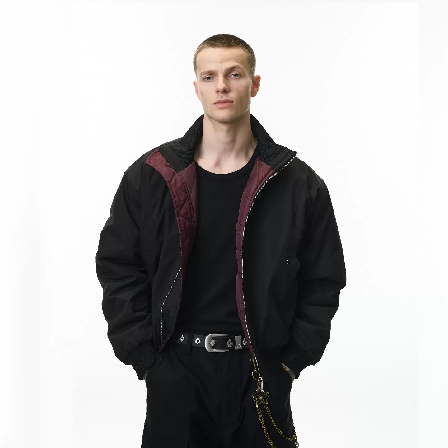 捷展男装|立领飞行夹克25冬季新品Cleanfit解构剪裁立领棉服外套
