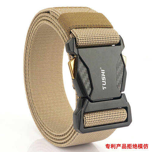 New Tactical Quick Release Buckle Nylon Belt Braided Stretch Men's Belt Elastic Cargo Pants Belt Wholesale