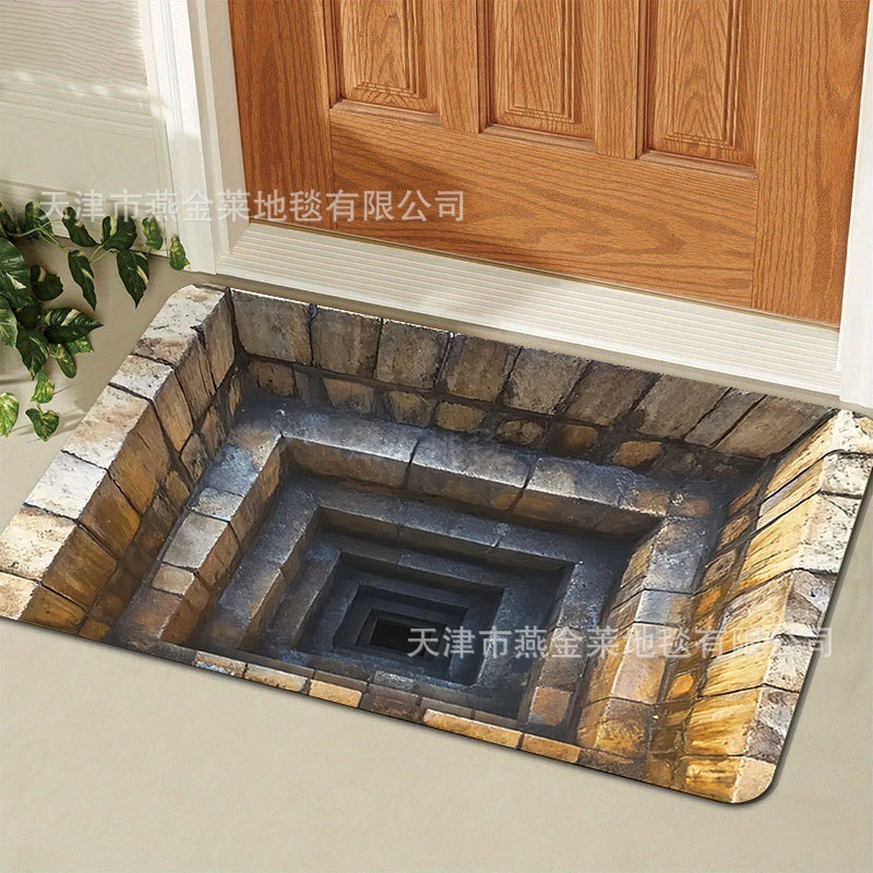 跨境temu美式3D视觉入户玄关耐磨地垫家用浴室防滑吸水易打理脚垫|undefined