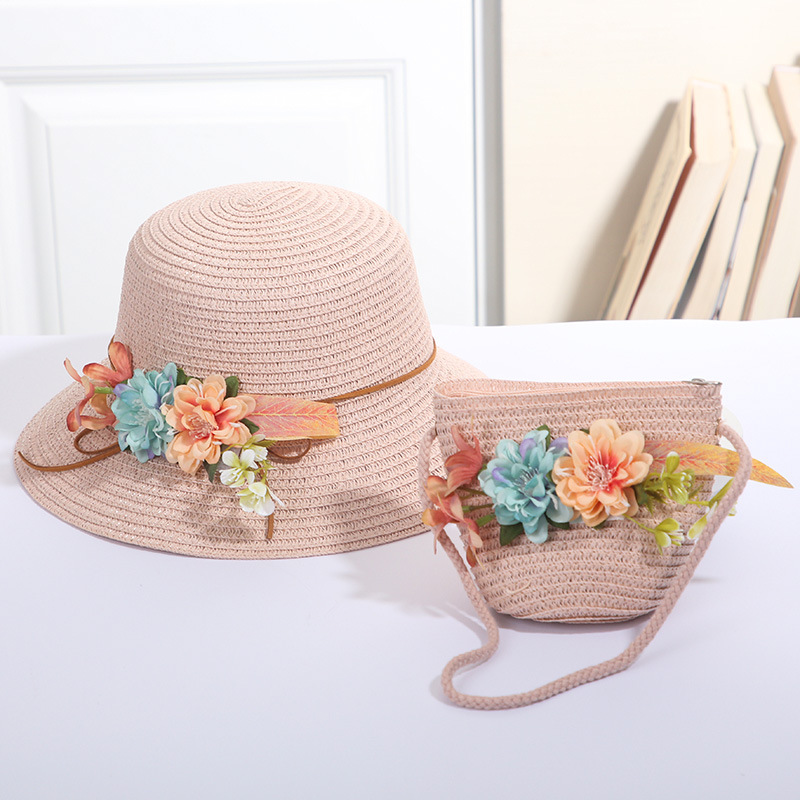 2 Piece Set Quantity Daily, Shopping Occasion Girl's Fashion Solid Color Bow Knot Straw Hat