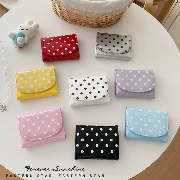 Patent leather polka dot small round bag~Korean style small wallet for women 70% off multi-color smooth ins-style wallet for women in stock Shein