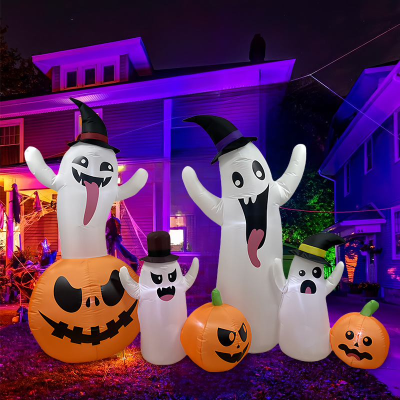 Halloween transfronterizo inflable fantasma fantasma blanco calabaza modelo de aire de terror al aire libre jardín LED decoración luminosa