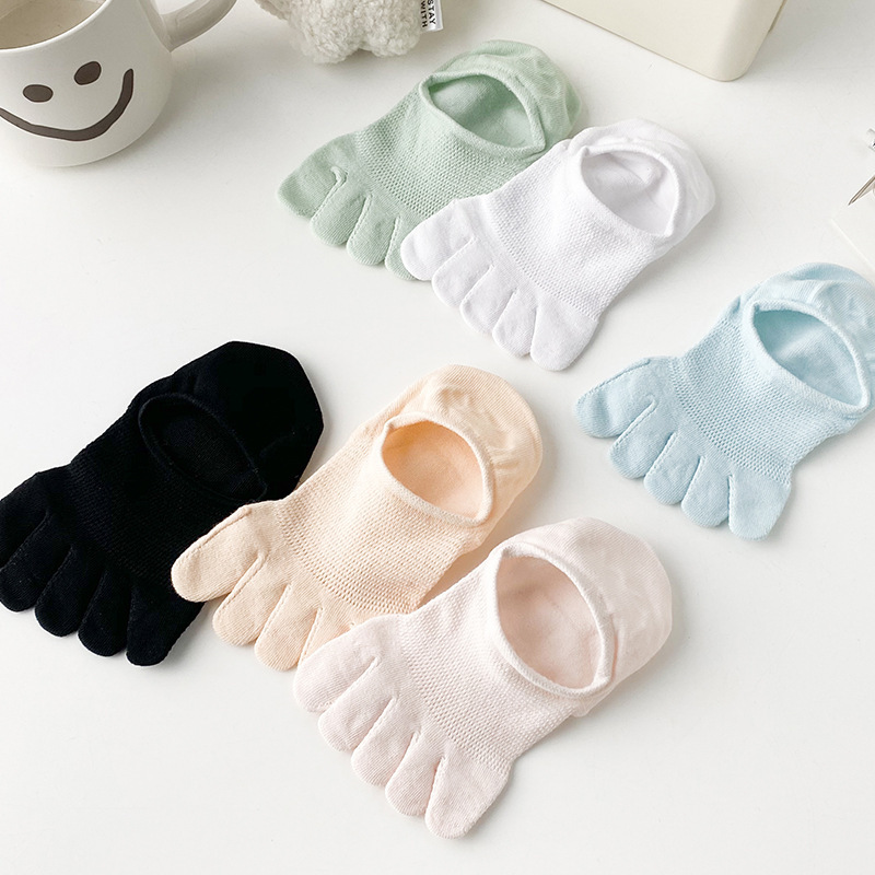 Women's Summer Thin Cotton Socks, Five-Toe Socks, Trendy Breathable Five-Toe Low-Cut Invisible Split-Toe Short Socks for Summer