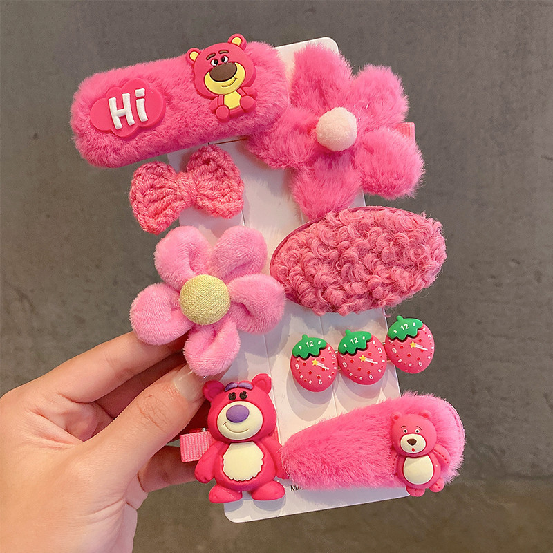 Niñas horquilla macaron felpa flequillo clip lateral tocado accesorios para el cabello de los niños niña bebé lindo horquilla