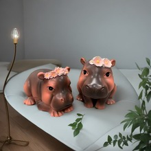 跨境新品愤怒的河马宝宝装饰摆件家居客厅装饰品小摆件树脂工艺品