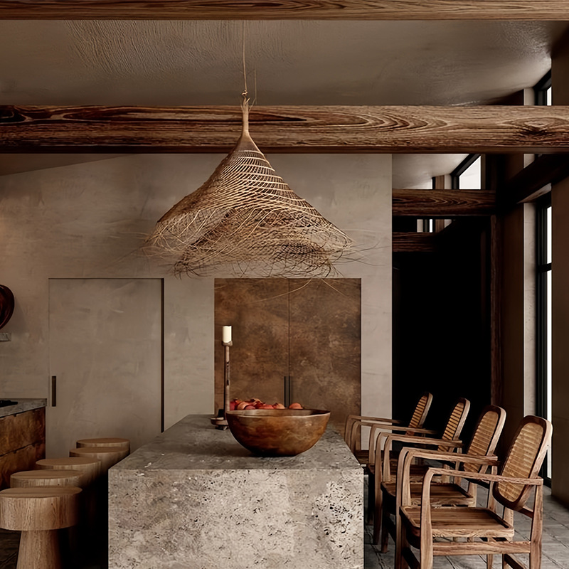 Lámpara de viento silenciosa china retro sala de estar comedor sala de té lámpara Zen dormitorio dormitorio estudio cama de estilo japonés lámpara de caña