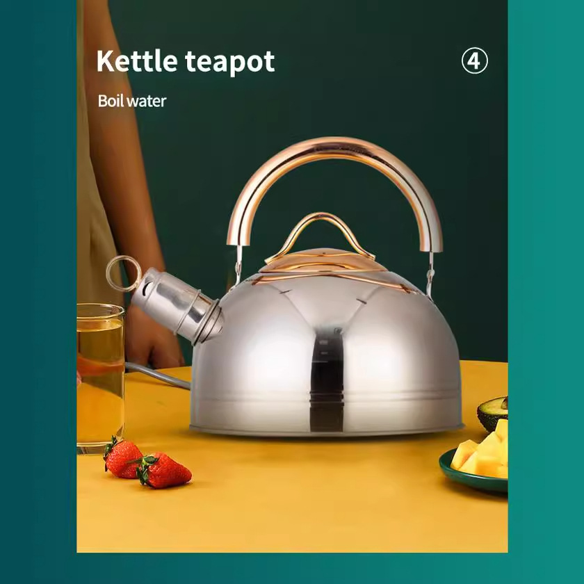 Amazon Cross-border Water Kettle, High-end Stainless Steel Whistling Kettle for Home Use, High Aesthetic Whistling Pot for Wholesale, Gas-powered