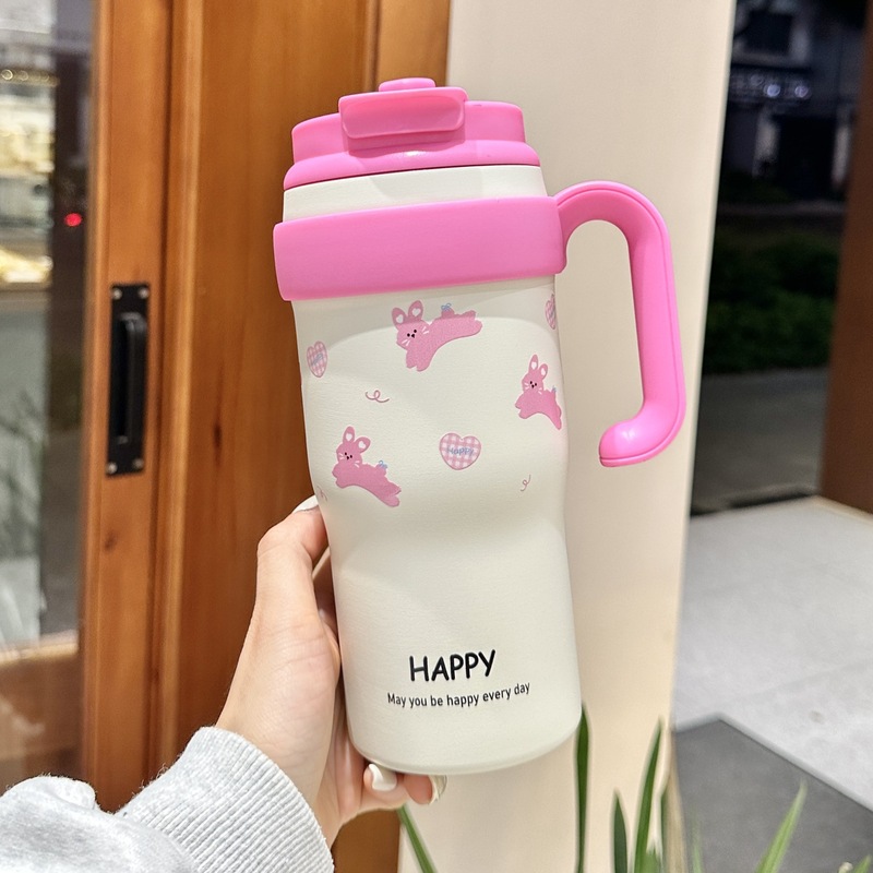 316 ステンレス鋼魔法瓶カップコーヒーカップ水カップストローカップ大容量アイスカップ女の子のための高価値女性カップ|undefined
