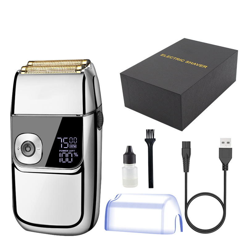 Cross-border foreign trade Electric Shaver men's bald electric clippers waterproof metal LED LCD USB electric razor