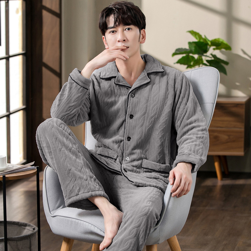 Otoño y invierno engrosado pijamas de terciopelo de coral para hombres invierno de franela para hombres primavera y otoño ropa para el hogar para hombres