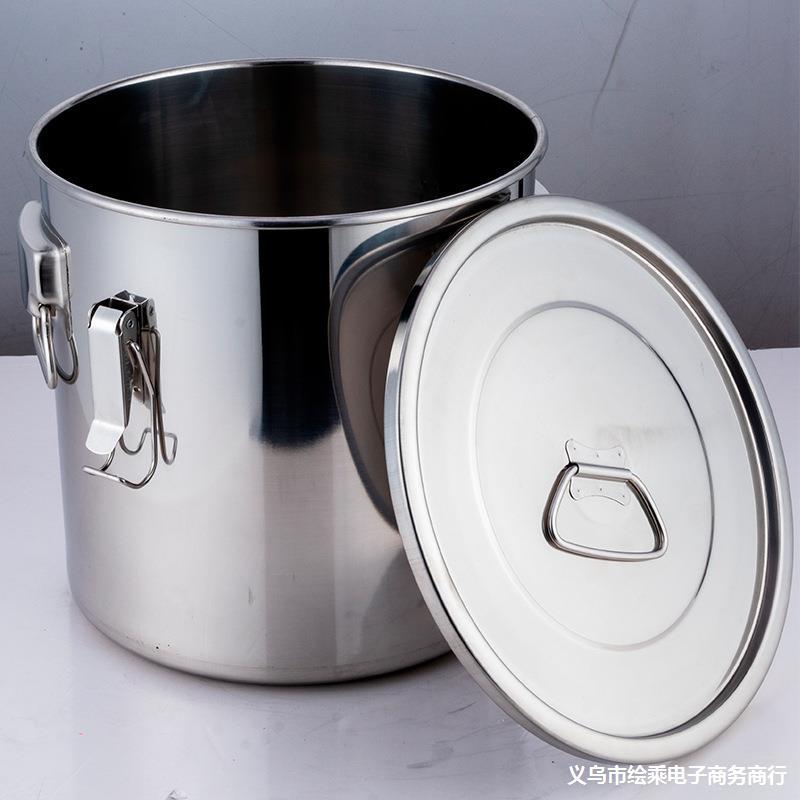 厂家批发无磁不锈钢密封桶加厚家用商用粮油茶叶圆桶多功能储物桶