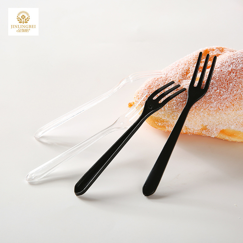 Plastic transparent black dessert fork
