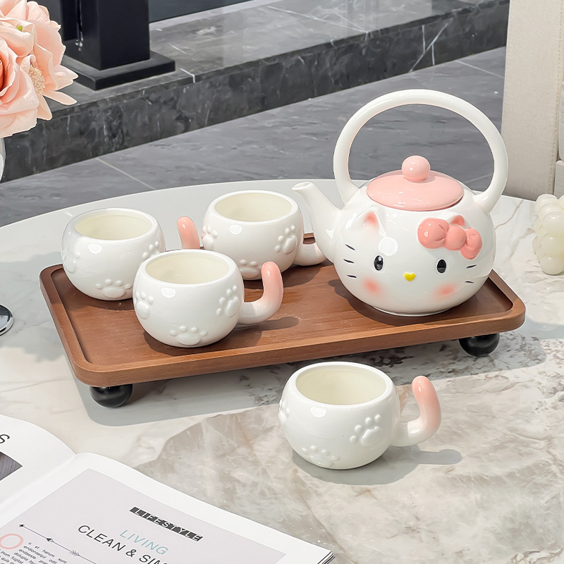 暹罗猫陶瓷水具套装礼物家用乔迁新居结婚水杯茶壶茶杯新婚礼物|undefined