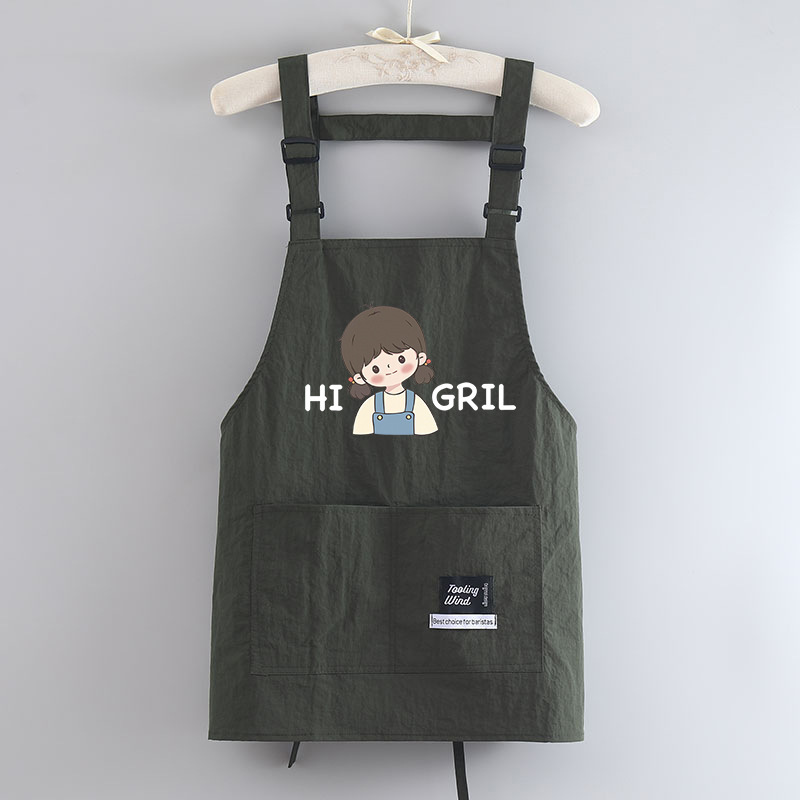 洋气防泼水围裙厨房家用防污做饭围腰男女同款餐饮上班工作服印字|undefined