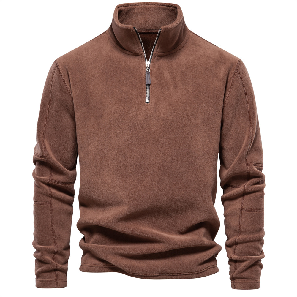 Felpa con cappuccio e cerniera a mezza manica, casual, alla moda, tinta unita, da uomo, autunno e inverno, nuovo articolo_voghion.com