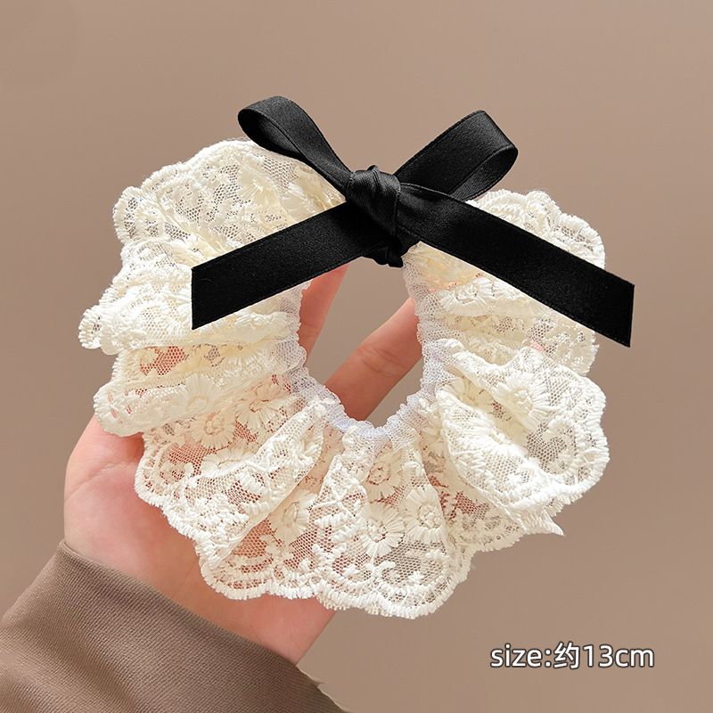 Encaje retro francés, diadema de intestino grueso, mujer 2025, nuevo estilo, cuerda para el cabello, banda de goma, lazo, dulce cuerda para el cabello, accesorios para el cabello