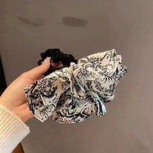 爆款真丝绒雪纺布印花面料制作大肠圈头发饰品发夹服装布面料不透