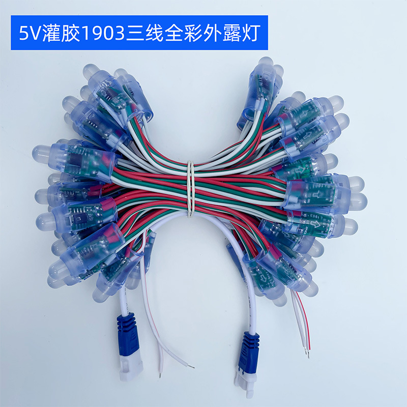 12mm pegamento relleno impermeable LED a todo color luz expuesta cadena 5V12V perforado palabra luminosa luz del pixel decoración de Navidad brillo