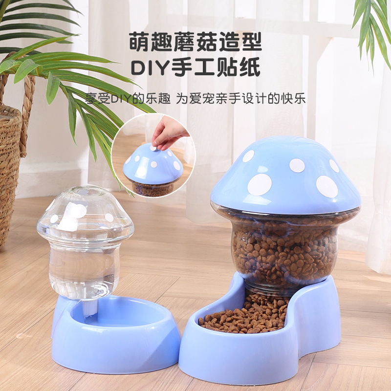 Cat Bowl perro alimentador automático de almacenamiento de agua anti-golpe mascota seta tazón gato alimentador de gran capacidad suministros