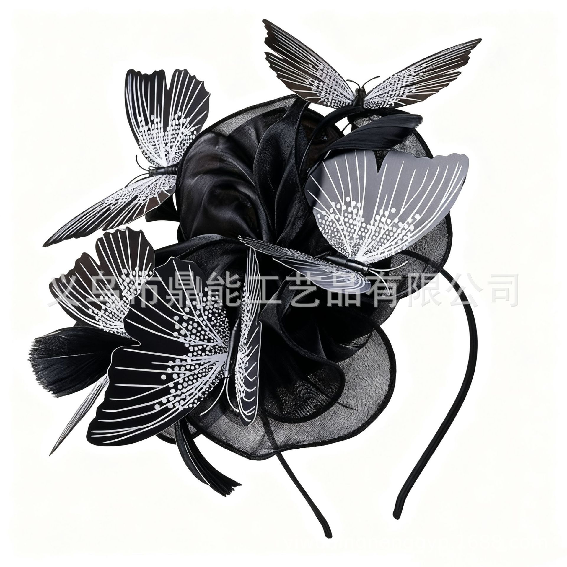 Amazon's New Organza European and American Party Party Headwear Simulated Bow Feather Hat Horse Racing Festival Headwear