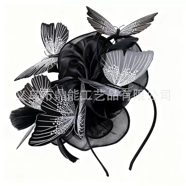 Amazon's New Organza European and American Party Party Headwear Simulated Bow Feather Hat Horse Racing Festival Headwear