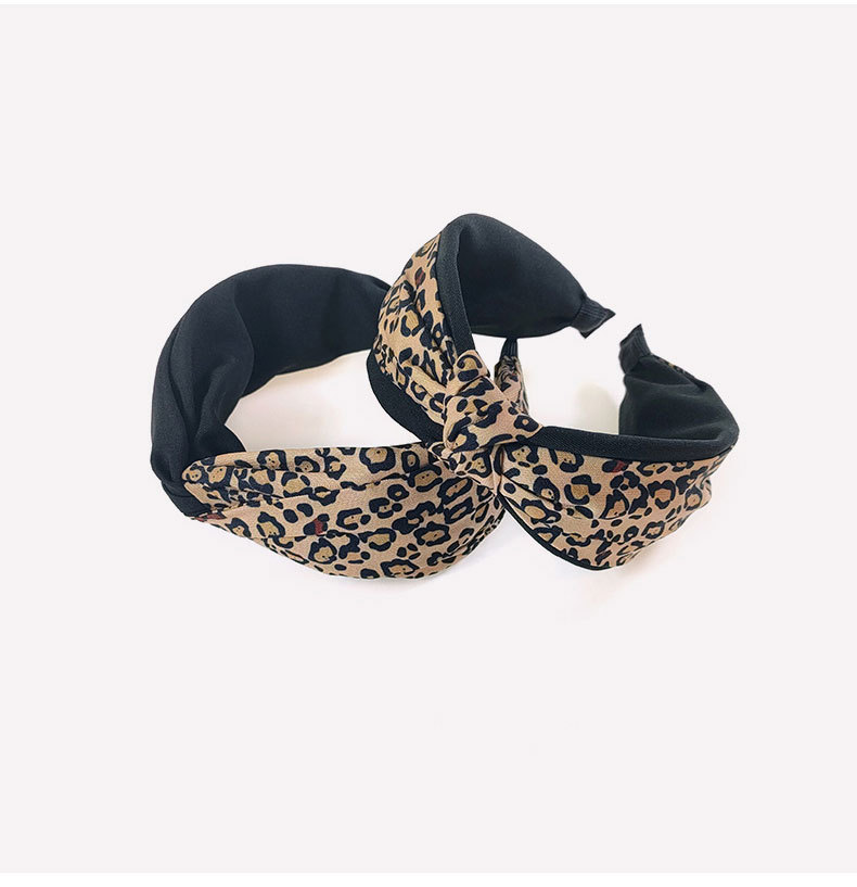 Korean Internet Celebrity Vintage Leopard Print Color Matching Headband Simple Fashion Mixed Color Cross Hairpin Fashion Hair Band Women display picture 6