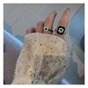 Brand retro sophisticated square zirconium from pearl, ring, flowered, on index finger