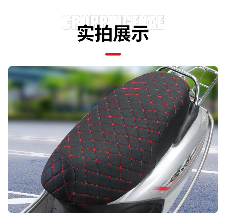 Moshuntong Electric Vehicle Leather Embroidered Composite Sponge Seat Cushion Cover Motorcycle Thickened Warm Sponge Winter Seat Cushion