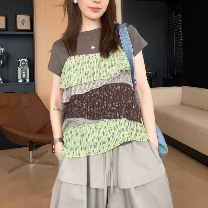 Jaaja Floral Delight Wild Romantic Style Color-Block Patchwork Floral Airy Layered Camisole/Axi Jaaja Floral Delight Wild Romantic Style Color-Block Patchwork Floral Airy Layered Camisole/Axi