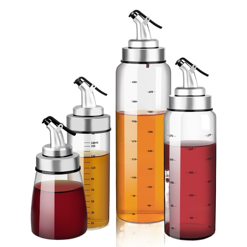 Olla de aceite de vidrio a prueba de fugas gran salsa vinagre olla hogar condimento botella tarro tanque de aceite suministros de cocina traje botella de aceite