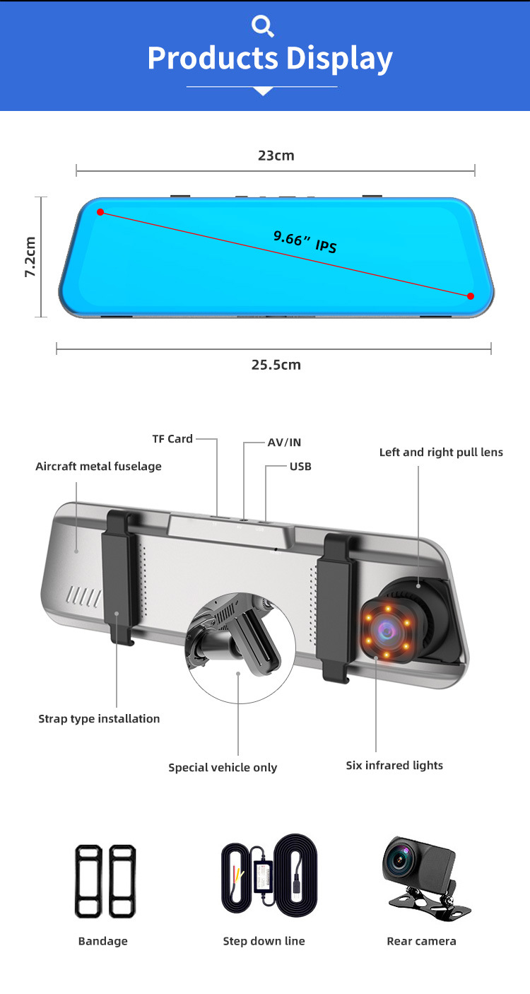 2K HD araç kamerası, gece görüşü, park izleme, dikiz aynası