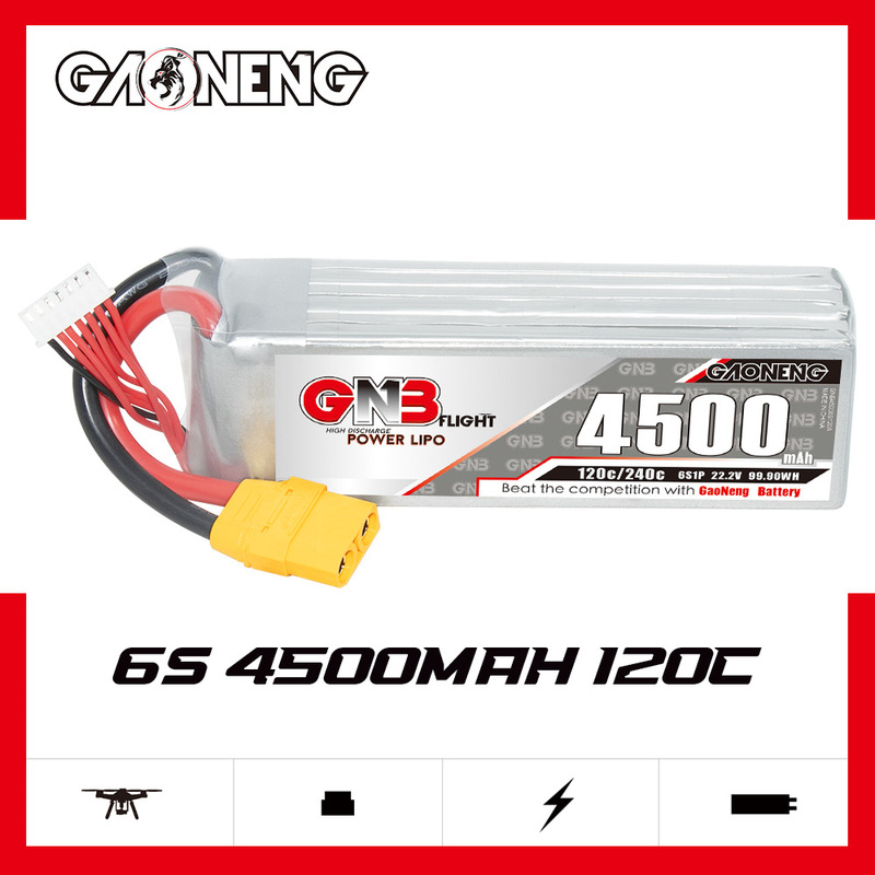 GNB High Energy 4500mAh 6S 22.2V 120C Remote Control HeliCopter Fixed Wing FPV Toy Car Lithium Battery