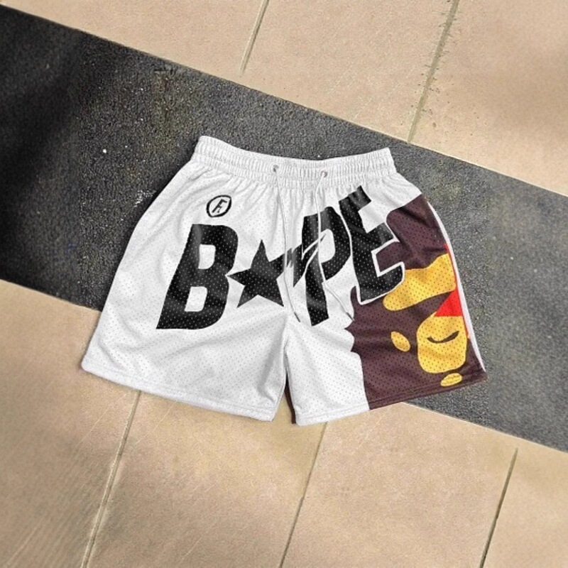 Cross-Border 3D Digital Printing Men's Summer Vacation Sports Shorts Mesh Breathable Loose Drawstring Casual Beach Pants