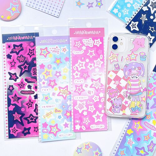 New Year's Waka Waka Guka Sticker Star Bubble Korean Style Ins Style Hand Account Basic Mobile Phone Case Guben Base