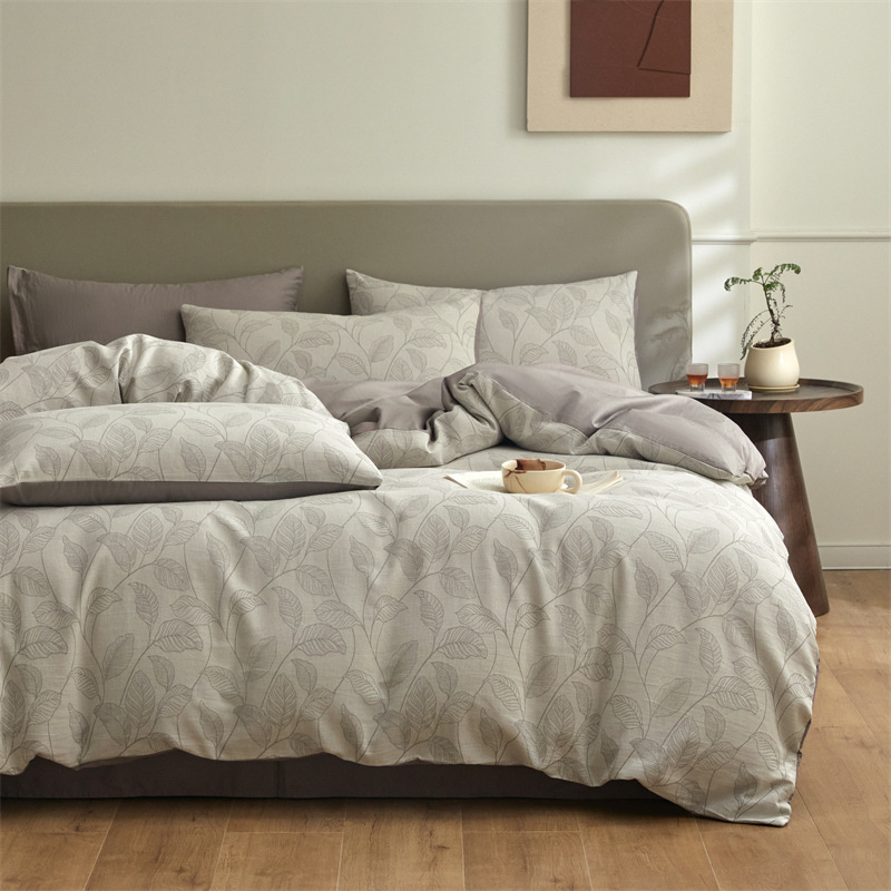 Nuevo tipo A piel de algodón doble cara teñido Jacquard flor simple cuatro piezas de sábanas fabricantes al por mayor