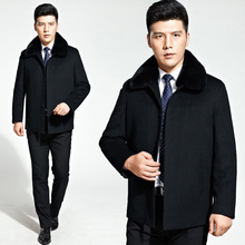 2022冬季新款中老年羊绒夹克獭兔毛领爸爸装加棉加厚保暖羊毛大衣