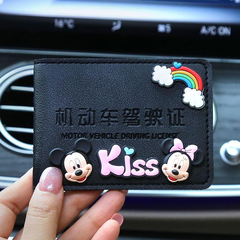 Licencia de conducir de automóvil de alta calidad, funda para tarjeta, funda de cuero, licencia de conducir femenina, personalidad creativa, funda protectora para licencia de conducir, bolsa de seis posiciones para tarjetas