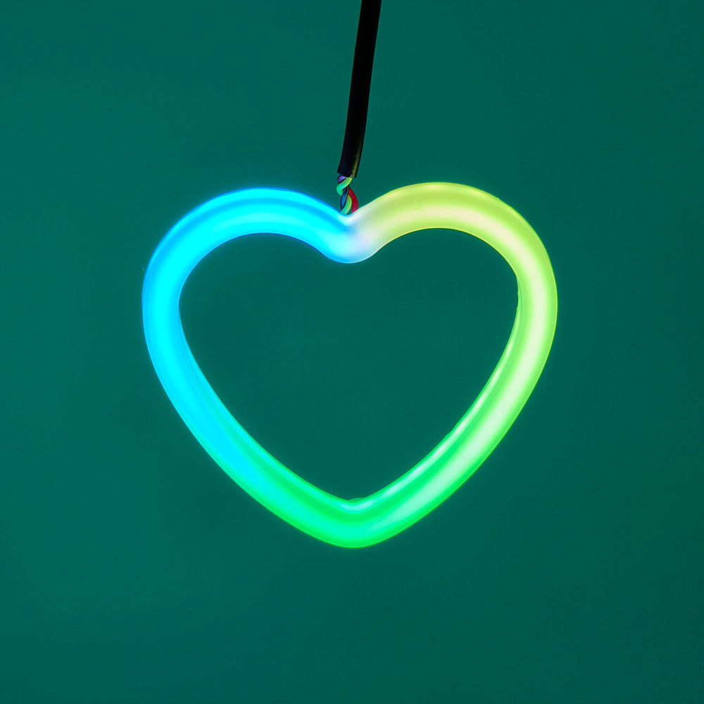 New car LED headlights with heart-shaped fantasy angel eyes RGB dual-lamp APP control daytime running lights modification