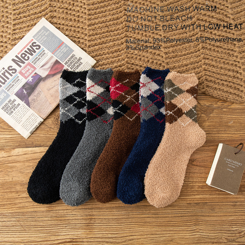 Men's Slippers Socks Crew Sailor Socks Cross-Border Amazon Season Coral Velvet Home Velvet Socks Warm Sleeping Socks Men's Socks