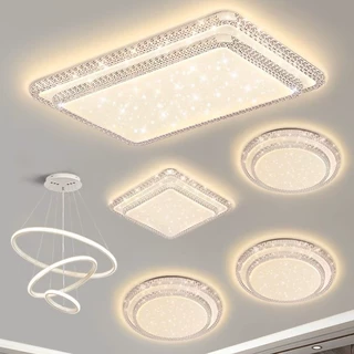 客厅灯大厅主灯现代简约大气led吸顶灯轻奢高级感水晶卧室灯具
