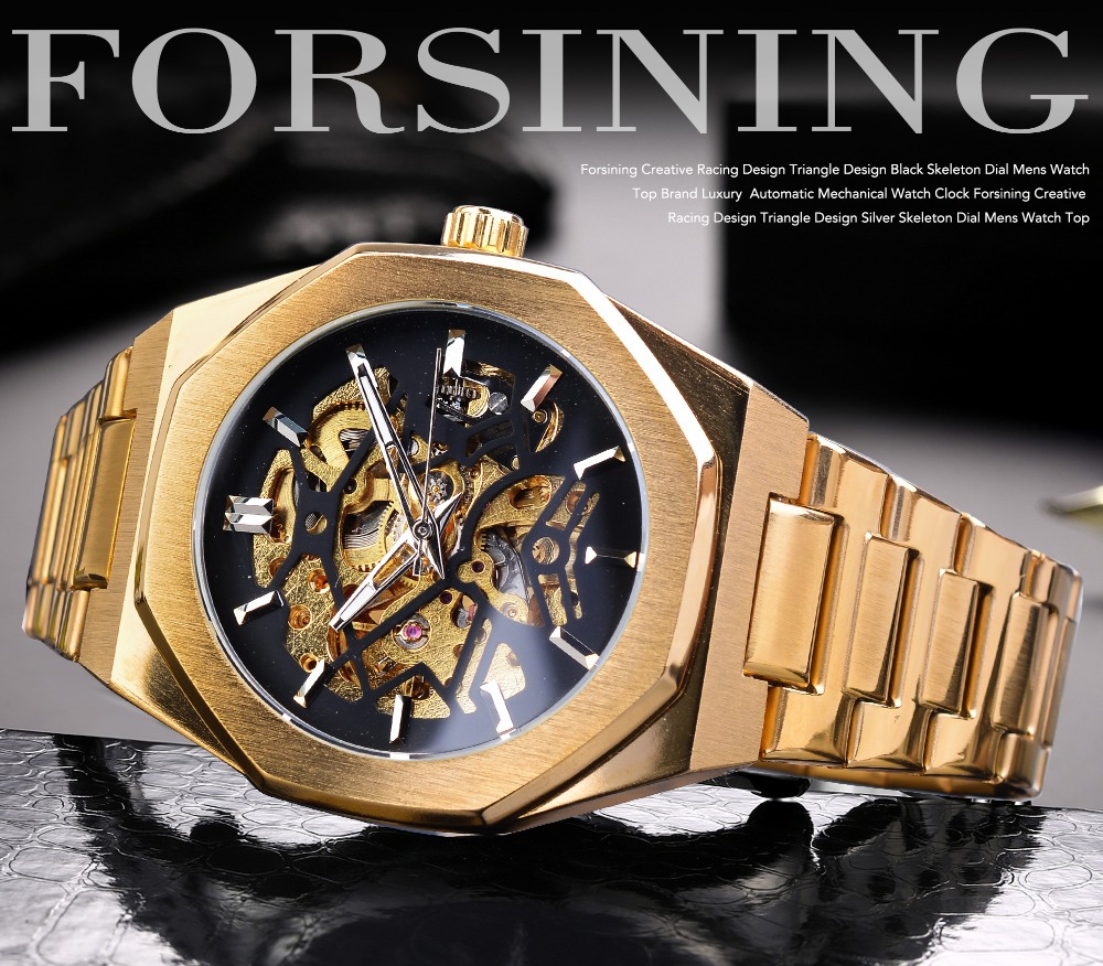 Automatic Mechanical Watch For Men Waterproof Skeleton Steel_voghion.com