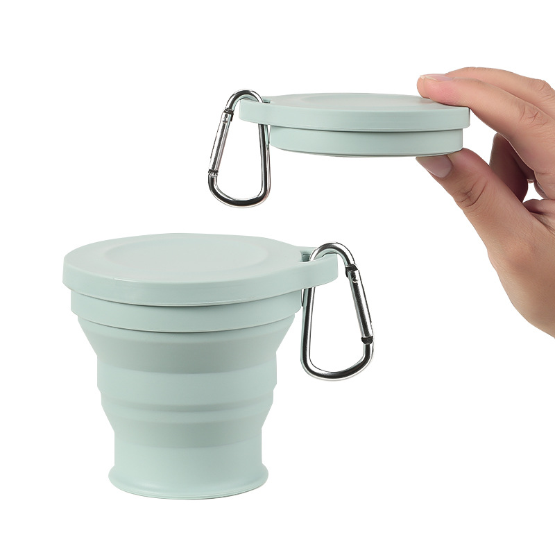 Taza plegable de silicona Dengye taza de agua al aire libre de silicona resistente a la temperatura con tapa taza de enjuague bucal retráctil portátil 180ml