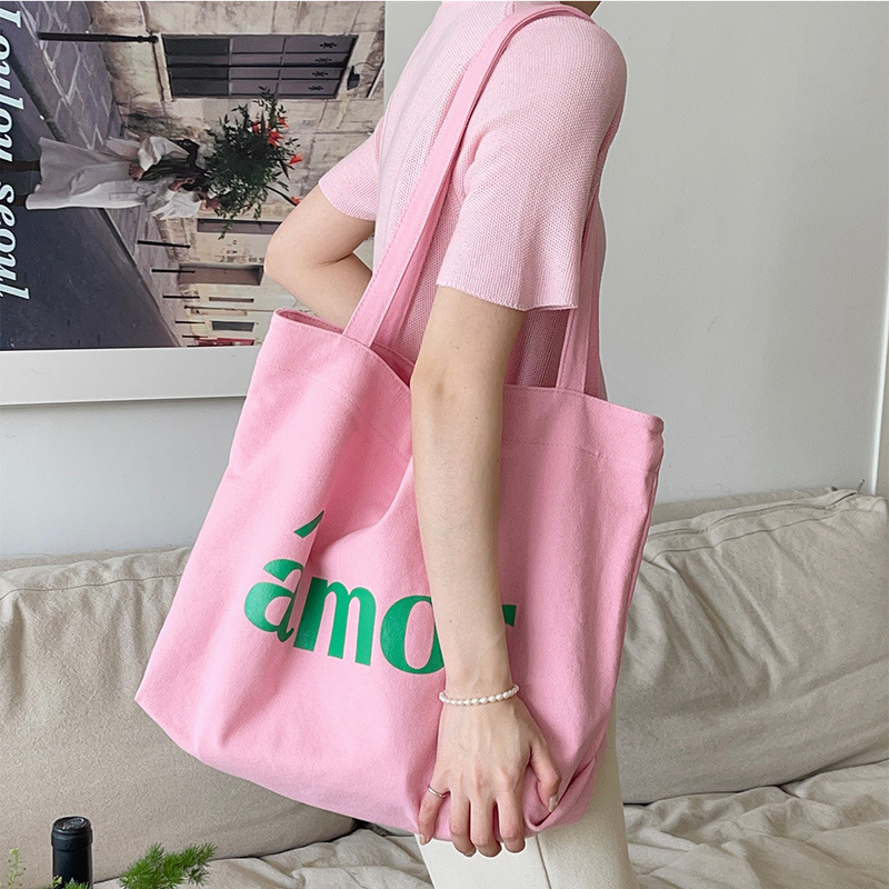 Fashion Lazy Canvas Shoulder Bag Women's Large Capacity Letter Printed Tote Women's Bag Commuter Casual Handbag