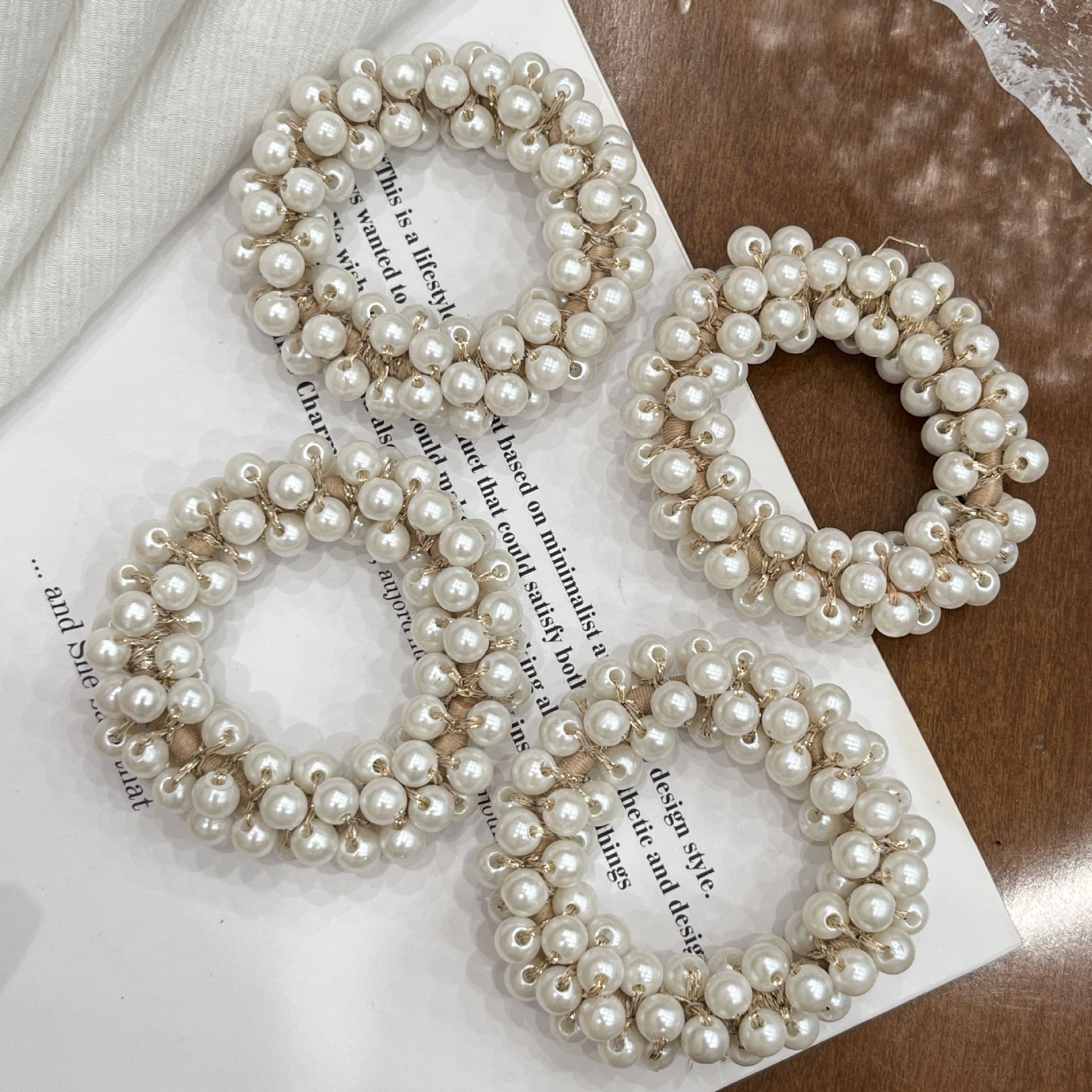 Cross-Border Popular Pearl Bracelets, Hair Ties, Women's Ponytail Rubber Bands, Hair Ropes, Hair Ropes, Can Be Shipped in One Piece