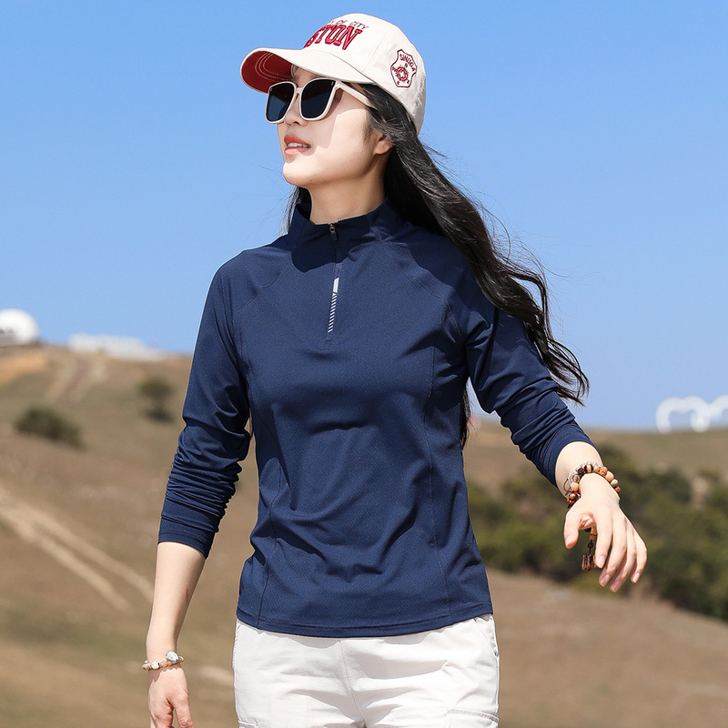 Outdoor Sunscreen Quick-drying Clothes Women's Long-sleeved T-shirt Top Lightweight Breathable Hiking Mountain Sports Quick-drying Clothes for Summer