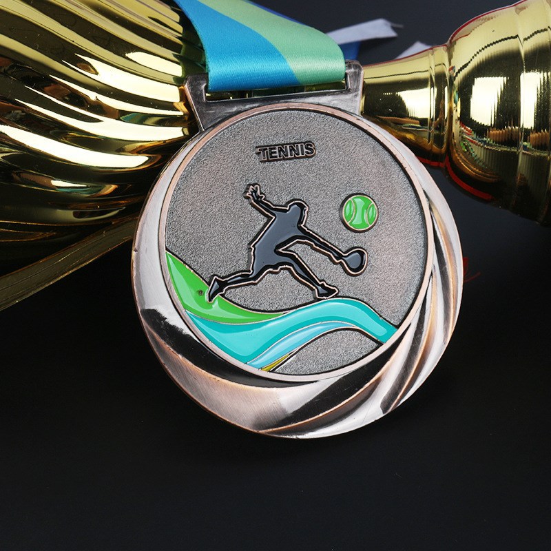 Medalla de metal listado de metal producción tenis oro y plata juegos de cobre competencia medalla Medalla Premio Conmemorativo producción